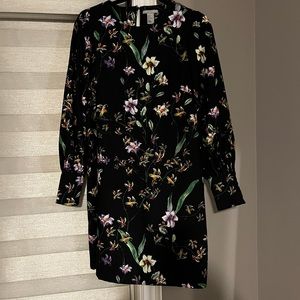 Mid length black floral dress
